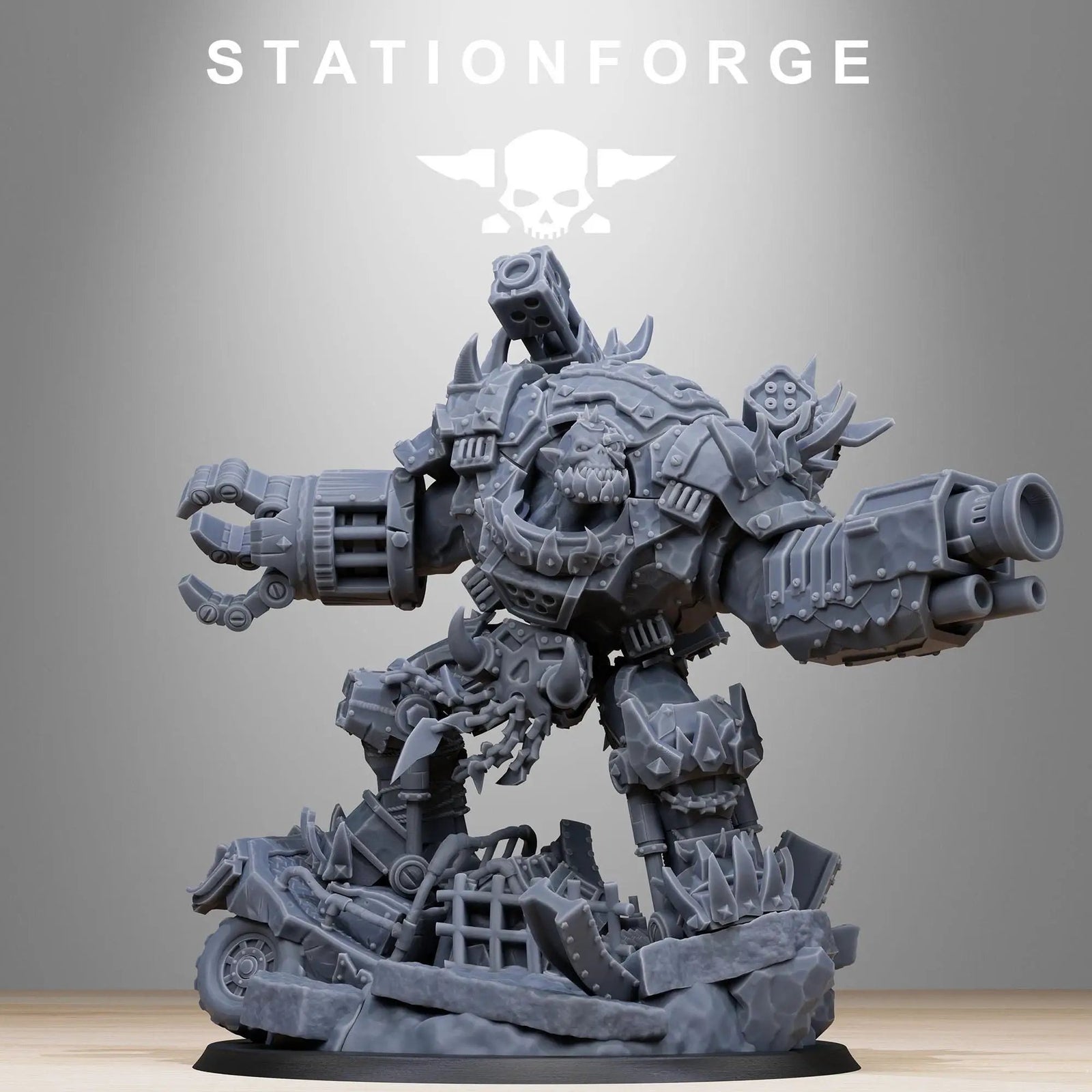 3D printed Orkaz Grand Nutta v2 miniatures by StationForge for Last Hope Miniatures, showing detailed sculpt and textured surface.