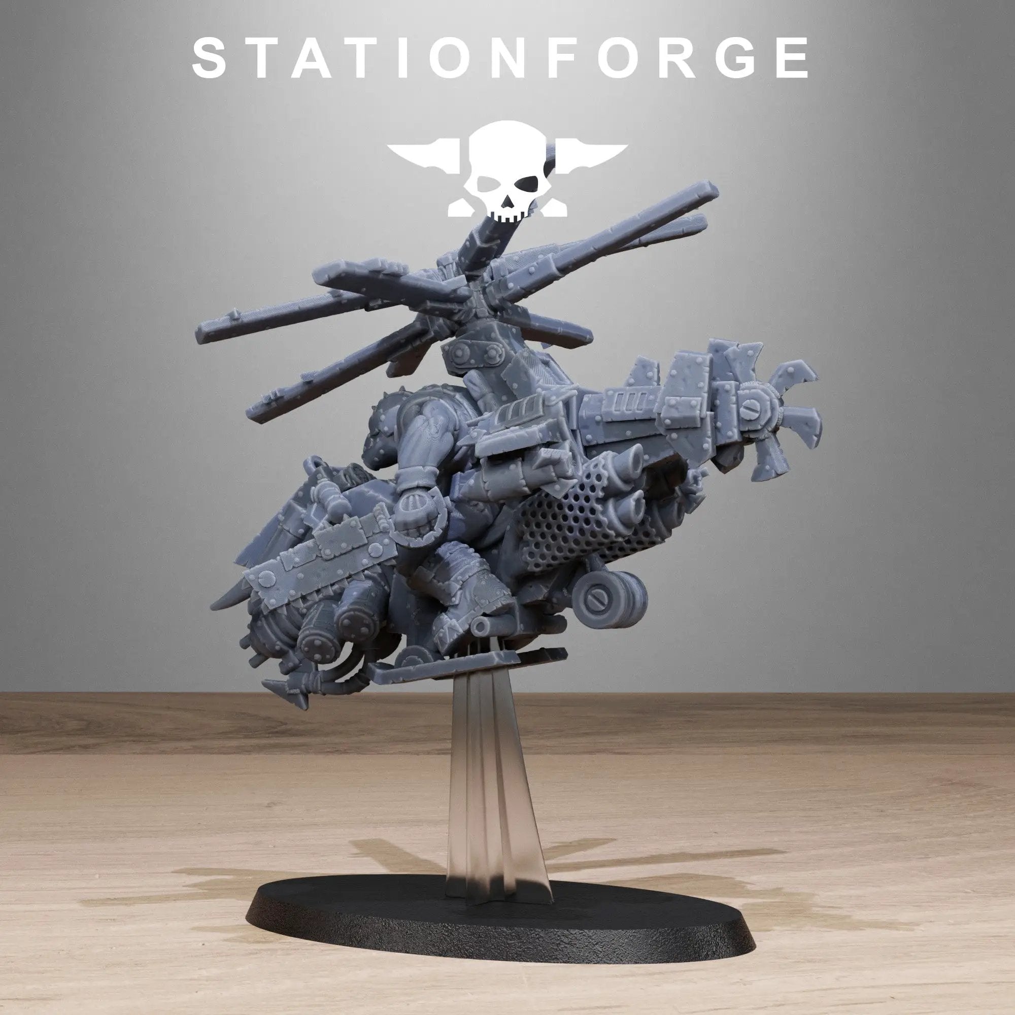 Set of three 3D printed Orkaz Kopters miniatures by StationForge for Last Hope Miniatures, detailed sci-fi drone models.