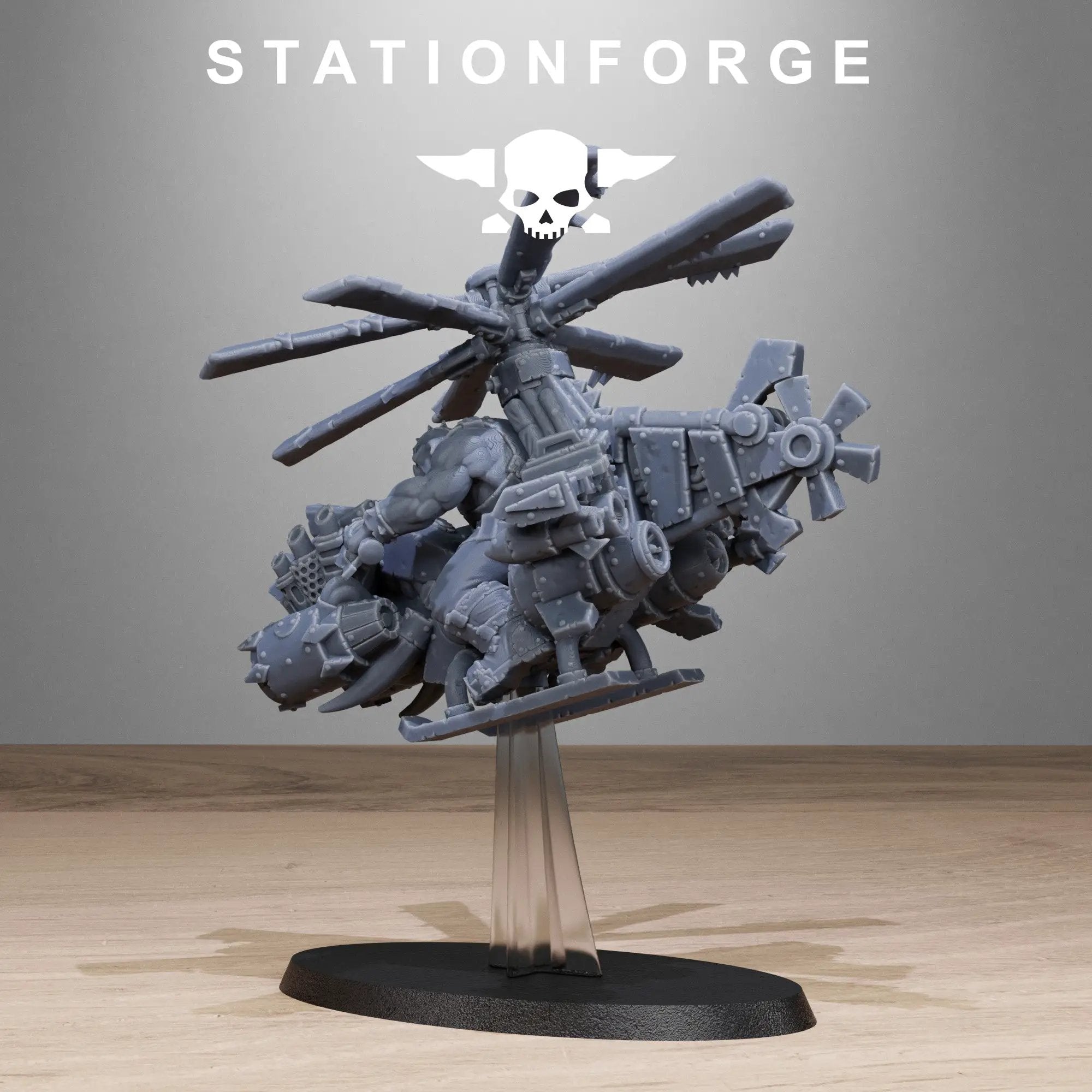 Set of three 3D printed Orkaz Kopters miniatures by StationForge Miniatures for Last Hope Miniatures tabletop game.
