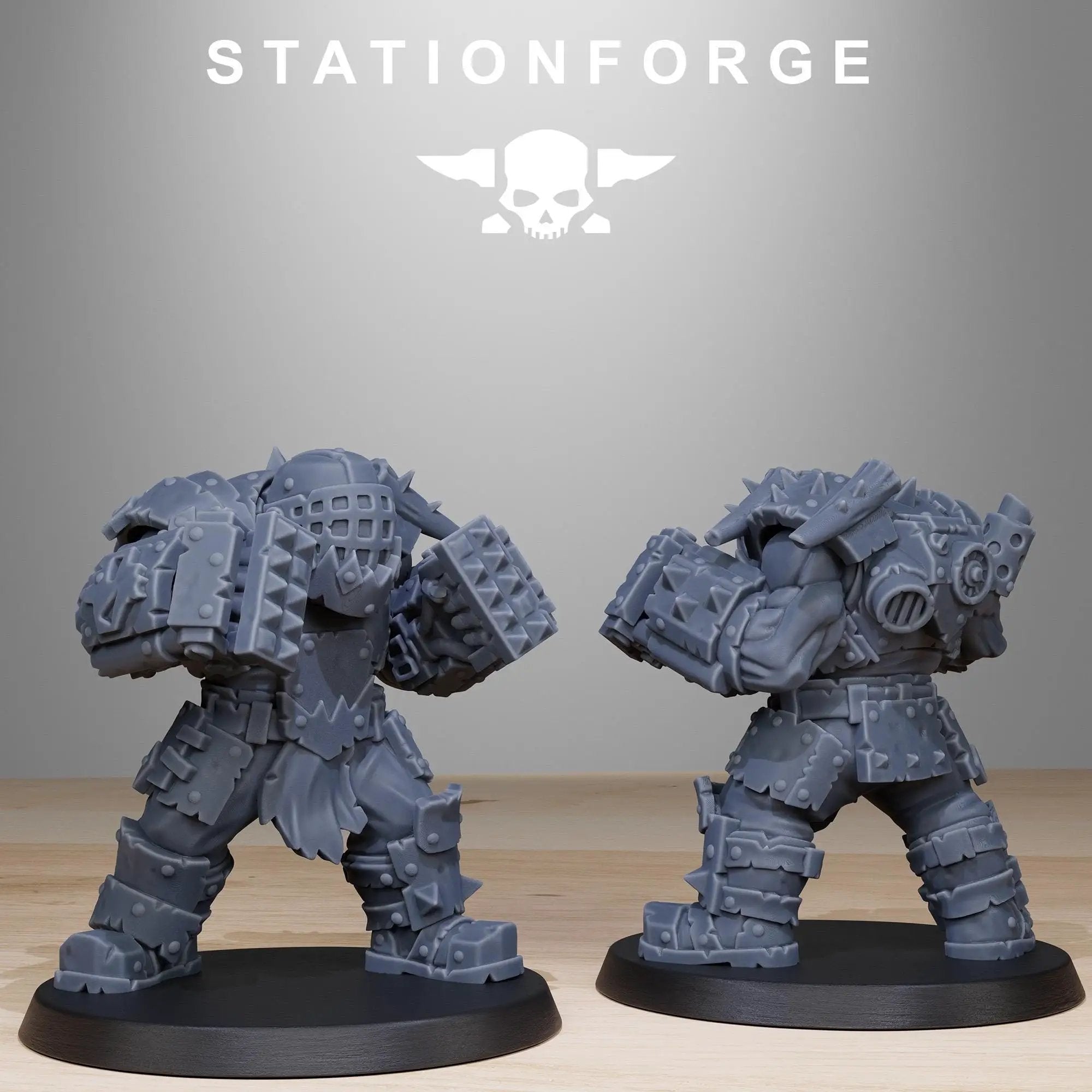 3D printed Orkaz Smashaz miniature by StationForge for Last Hope Miniatures, showing detailed orc warrior with weapon and armor.