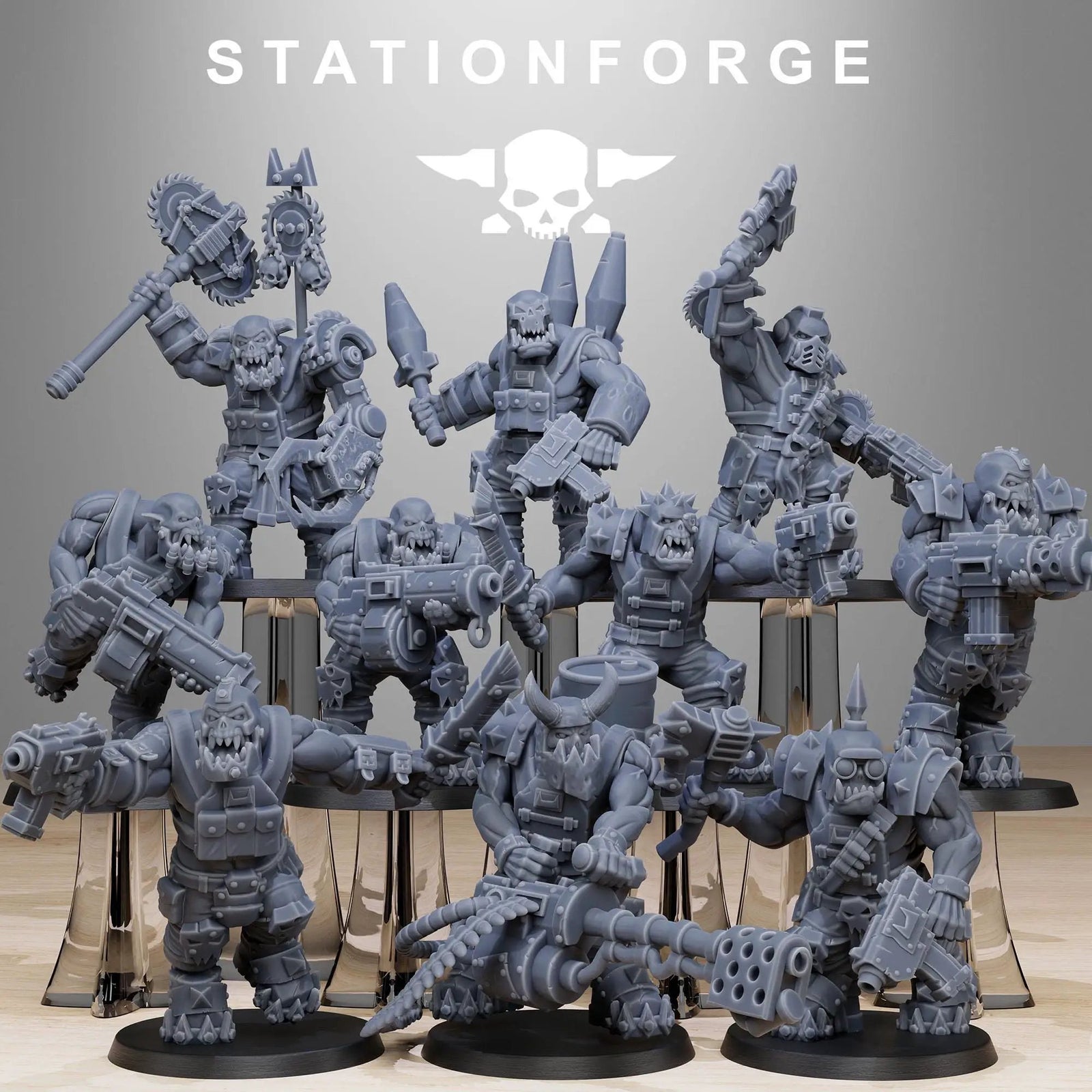 3D printed Orkaz Spec Ops Team miniature by StationForge for Last Hope Miniatures, showing detailed military figures in tactical gear.