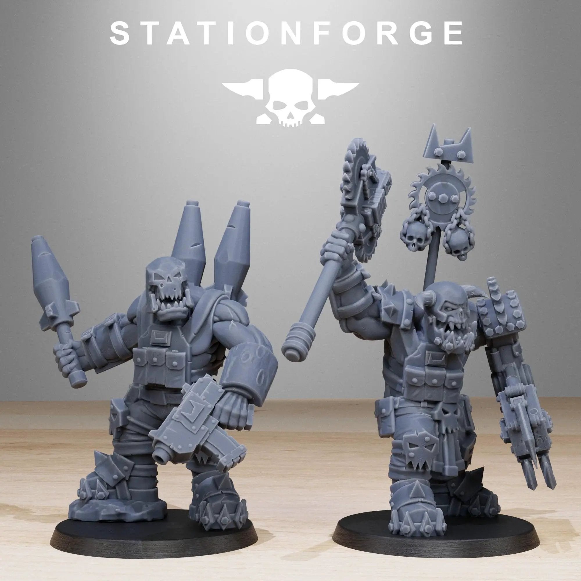 3D printed Orkaz Spec Ops Team miniatures by Last Hope Miniatures, detailed station-themed figures from StationForge Miniatures collection