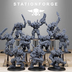 Set of 10 3D printed Orkaz Troll Infantry miniatures by Last Hope Miniatures, featuring detailed troll figures for tabletop gaming.