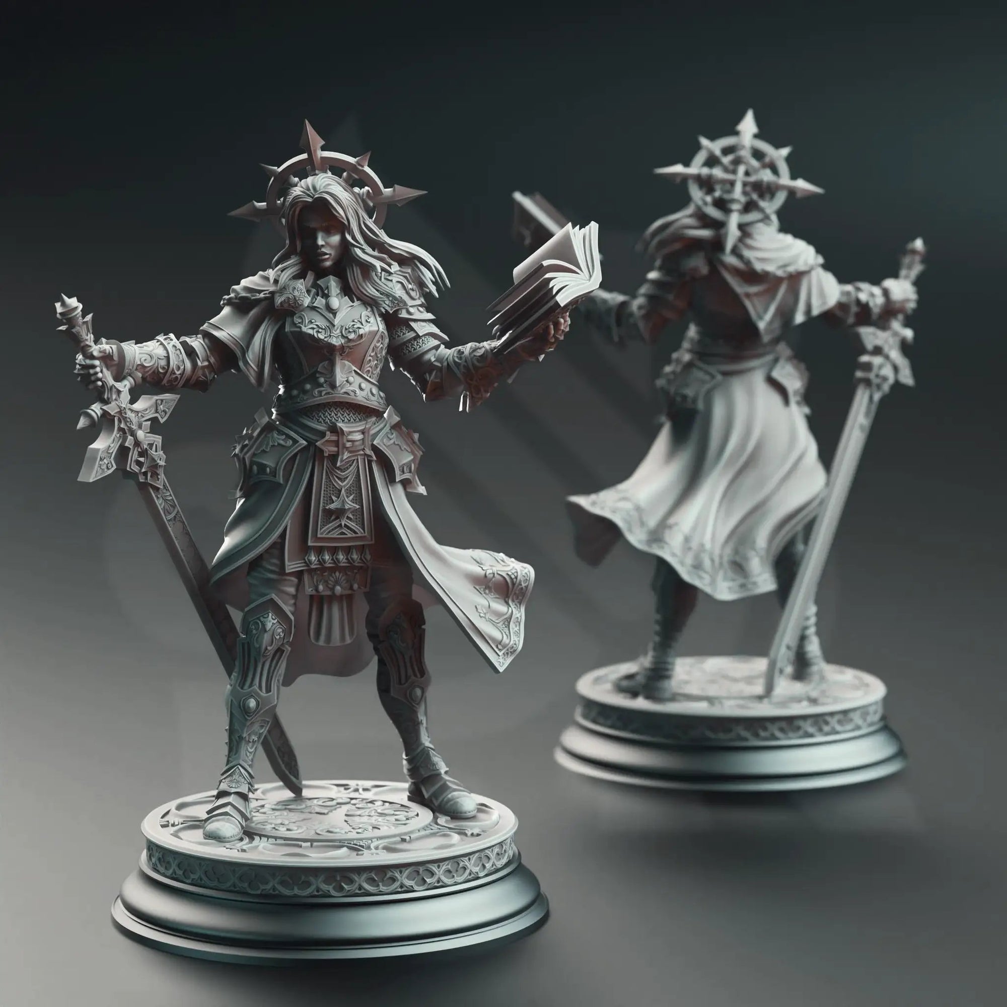 3D printed Paladin of Vengeance miniature by Last Hope Miniatures, featuring detailed armor and weaponry for tabletop gaming.