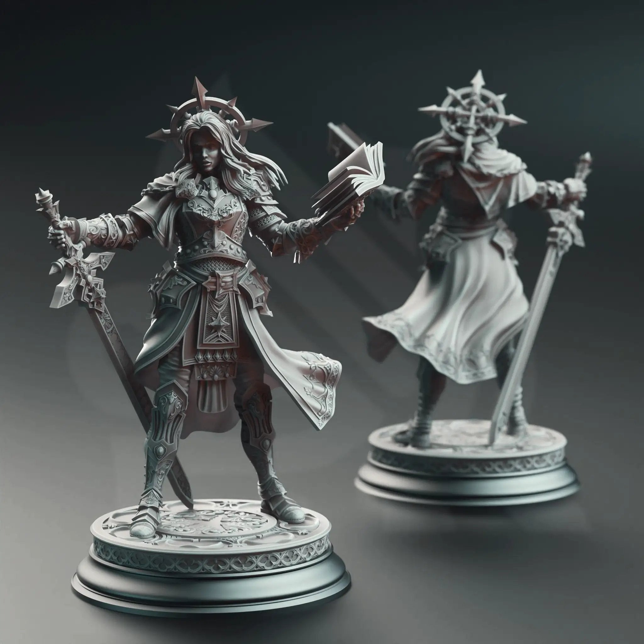 3D printed Paladin of Vengeance miniature by Last Hope Miniatures, featuring detailed armor and weaponry for tabletop gaming.