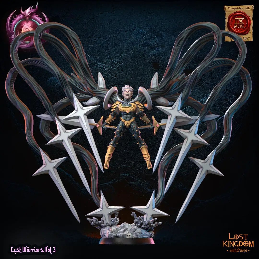 3D printed Lust Doomlord miniature from Lost Hope Miniatures, detailed fantasy figure with intricate armor and demonic features.