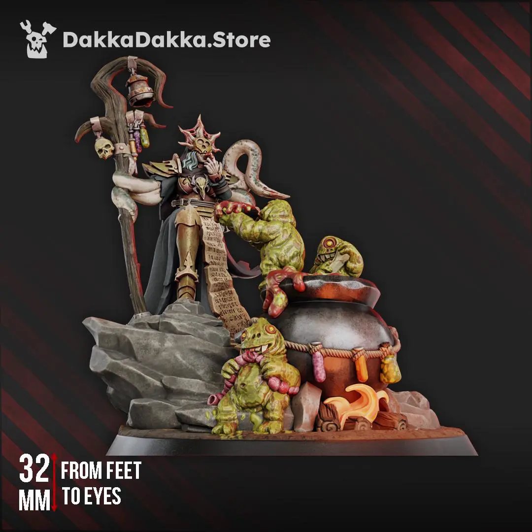 3D printed Phoebe the Unholy Well miniature by Last Hope Miniatures, featuring detailed sculpting from DakkaDakka Miniatures.