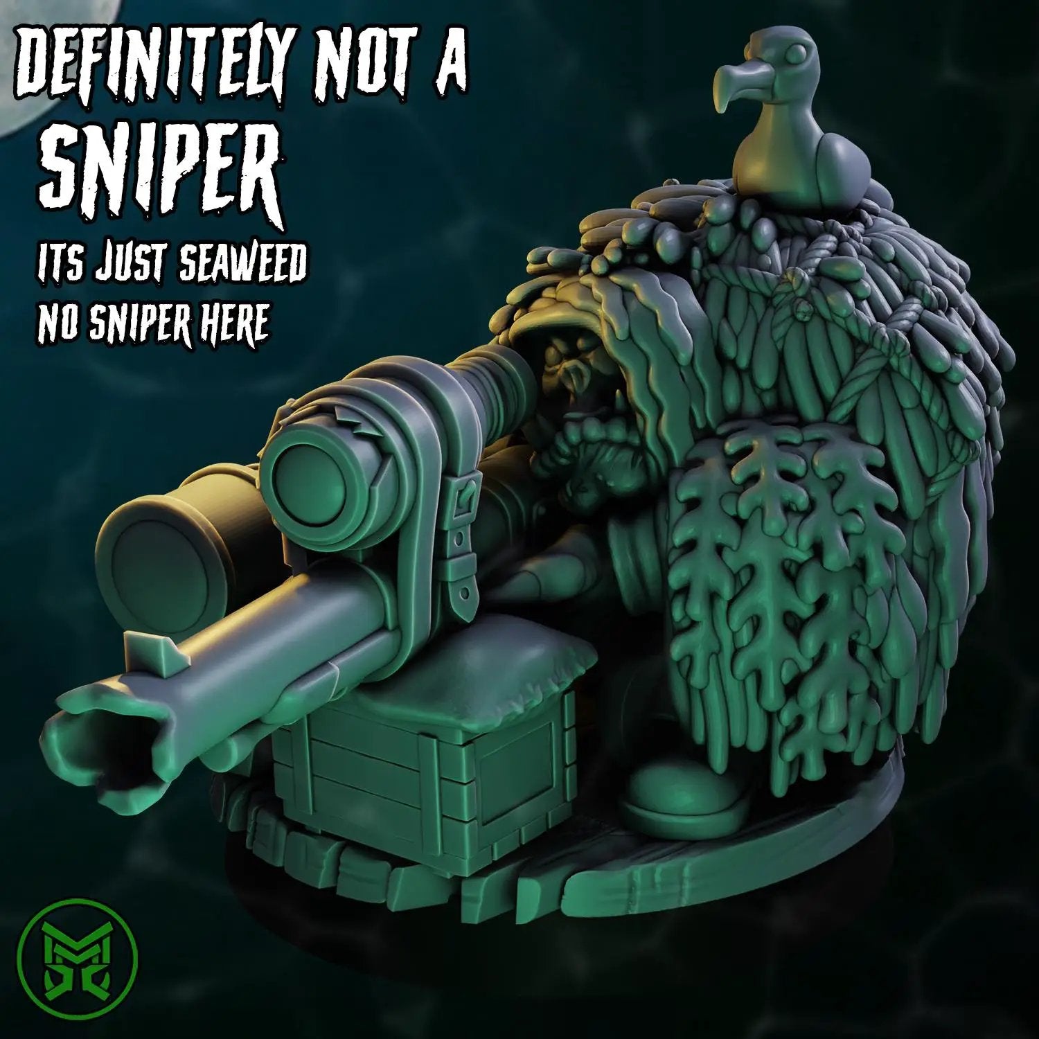 3D printed Pirate Commando Sniper figurine by Last Hope Miniatures, featuring detailed pirate gear and sniper rifle accessory.
