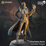 3D printed Pirate Gambler Rogue miniature by Last Hope Miniatures for D&D or tabletop gaming, detailed pirate character figure.