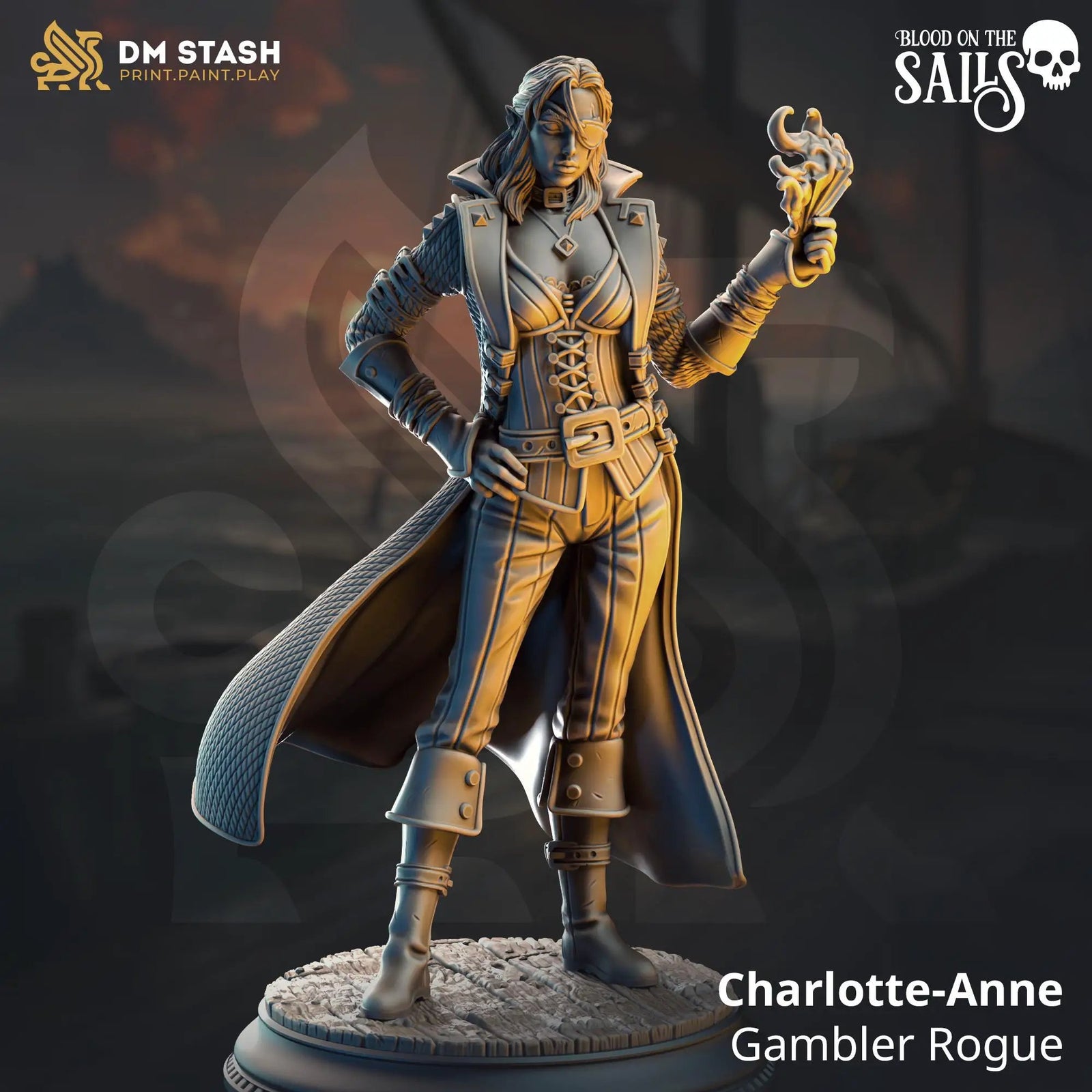 3D printed Pirate Gambler Rogue miniature by Last Hope Miniatures for D&D or tabletop gaming, detailed pirate character figure.