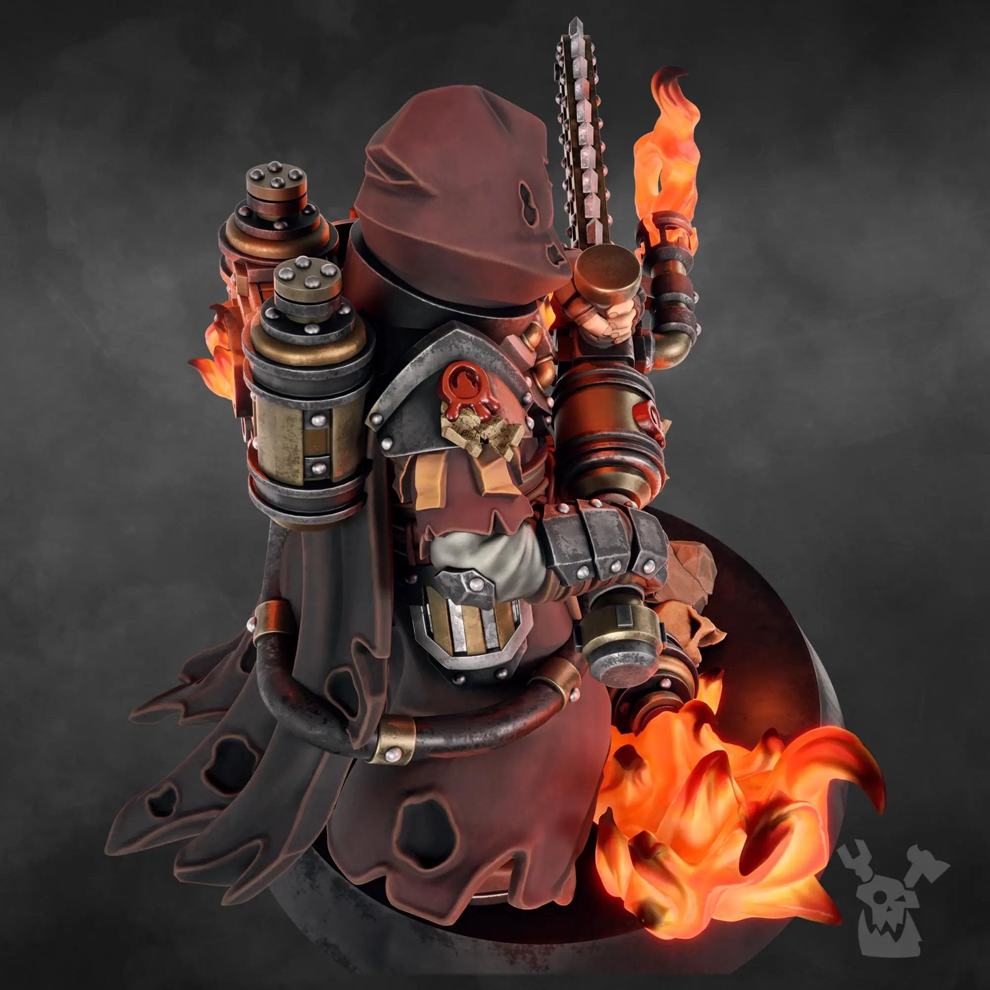 3D printed Pyro Zealot miniatures from DakkaDakka by Last Hope Miniatures, featuring detailed sculpting and fiery armor.