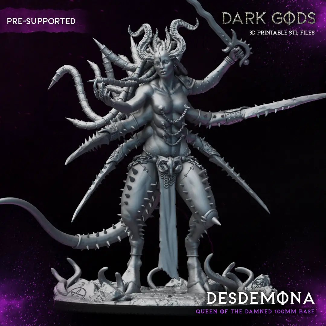 3D printed Queen of the Damned miniatures by Last Hope Miniatures, featuring detailed dark fantasy character with intricate design.