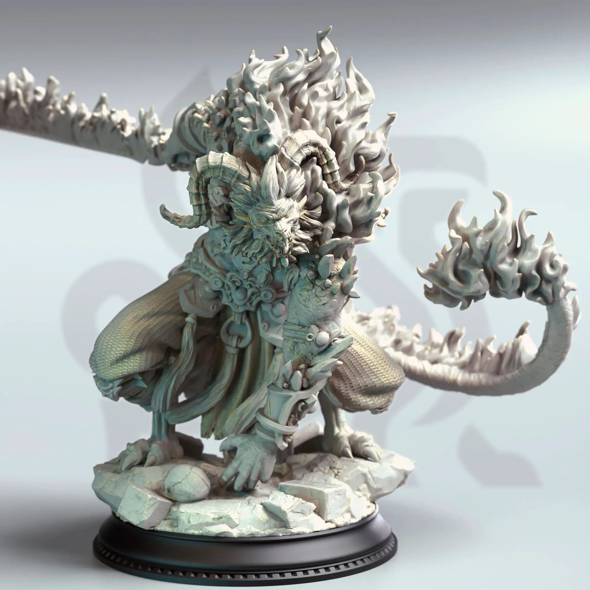 3D printed Rakasha Demon miniature by Last Hope Miniatures, featuring intricate demon details and textured surface.