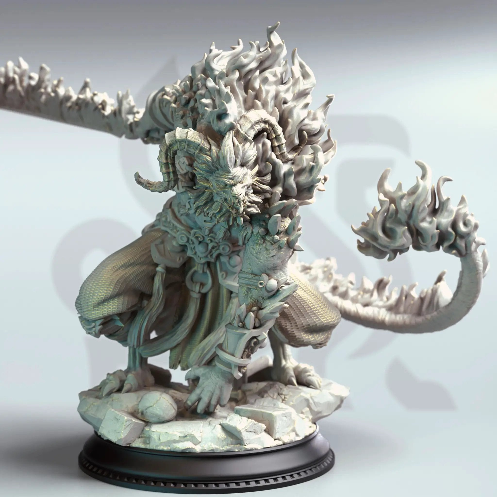 3D printed Rakasha Demon miniature by Last Hope Miniatures, featuring intricate demon details and textured surface.