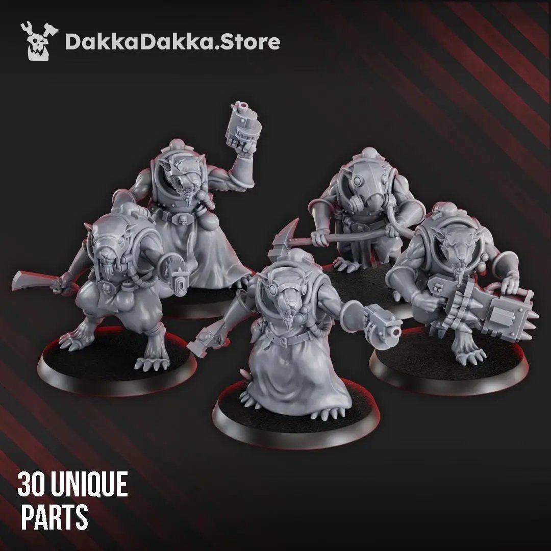 3D printed Rat Miner Swarm miniature by DakkaDakka Miniatures, detailed rat figures with mining tools, designed for tabletop gaming.