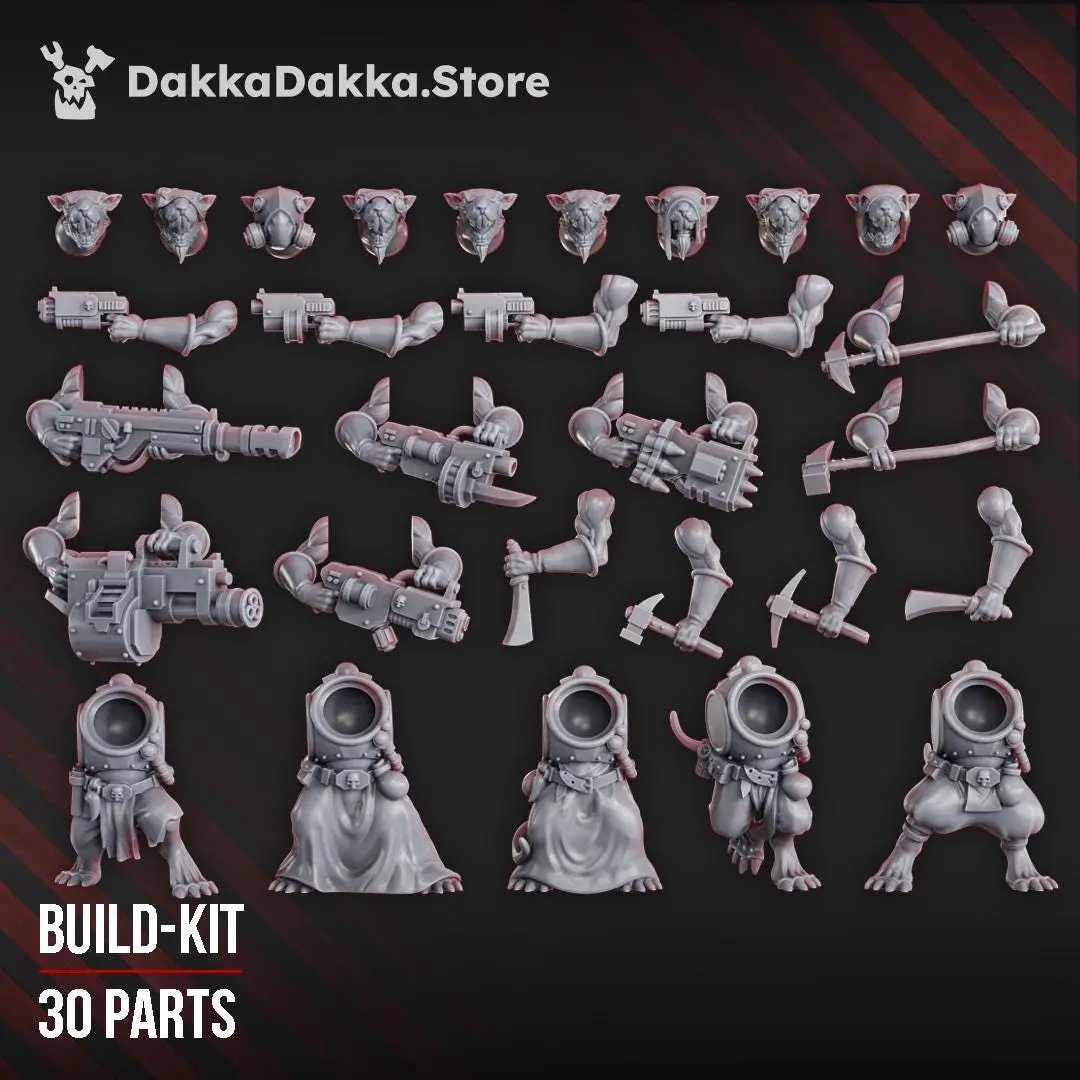 3D printed Rat Miner Swarm miniature by Last Hope Miniatures for DakkaDakka, showing tiny rat figures in a mining scene.