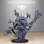 3D printed Raticus Priest miniatures by StationForge Miniatures, detailed rat-themed fantasy character for tabletop gaming