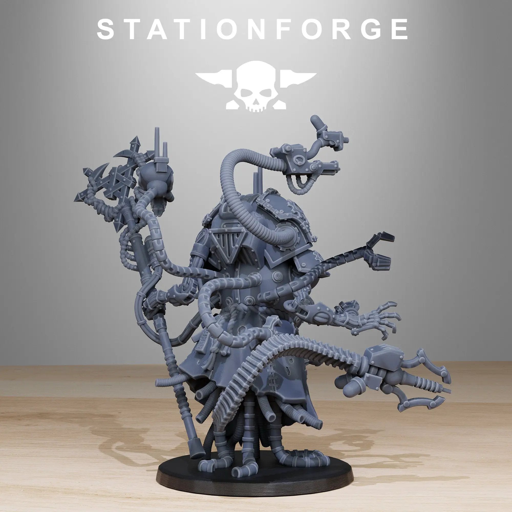 3D printed Raticus Priest miniature by StationForge Miniatures, detailed sci-fi character in dynamic pose, part of Last Hope Miniatures collection.