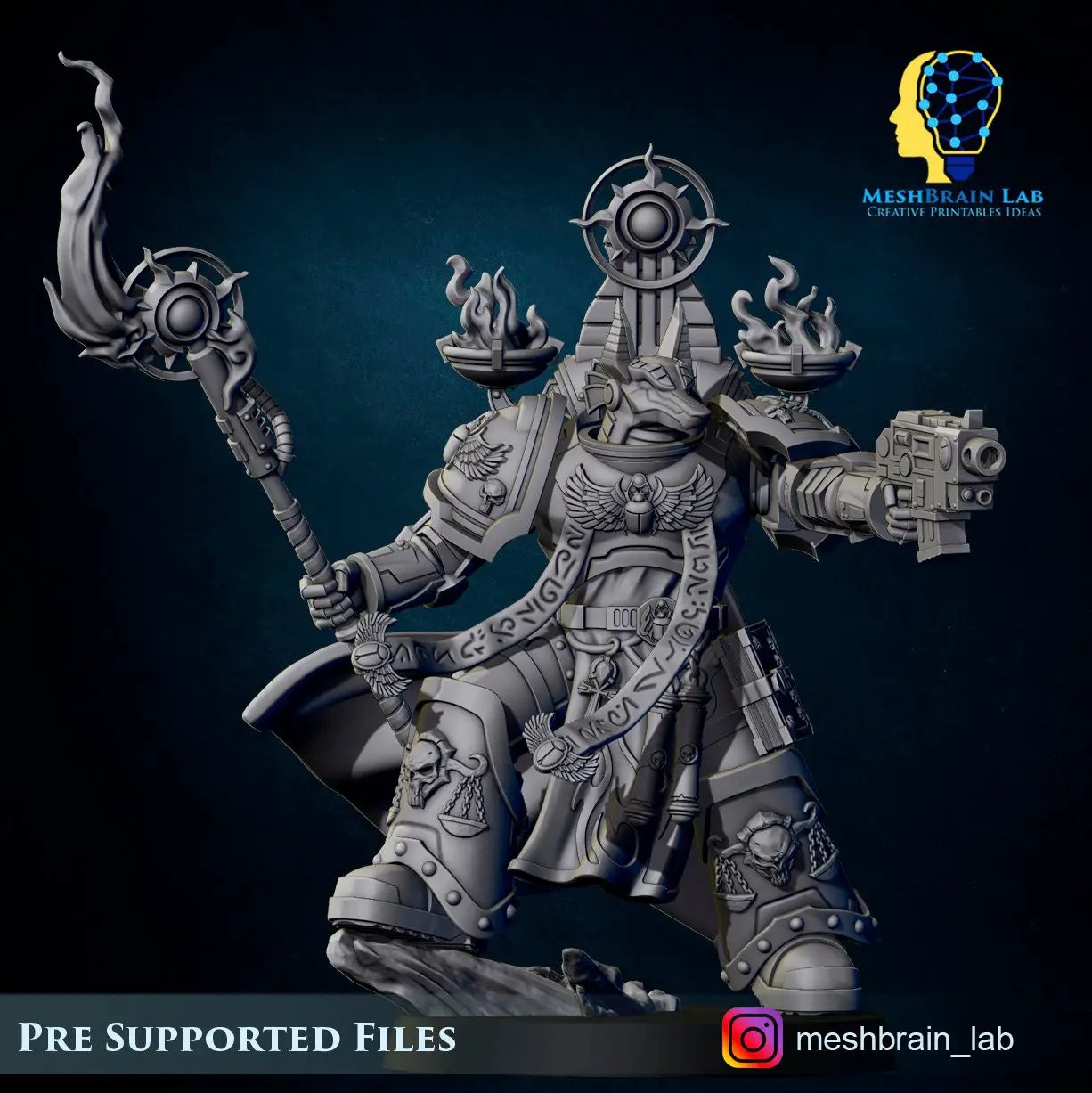 Three 3D printed Reapers of the Thousand Souls Squad miniatures by Last Hope Miniatures from Meshbrain Labs, detailed fantasy tabletop figures.