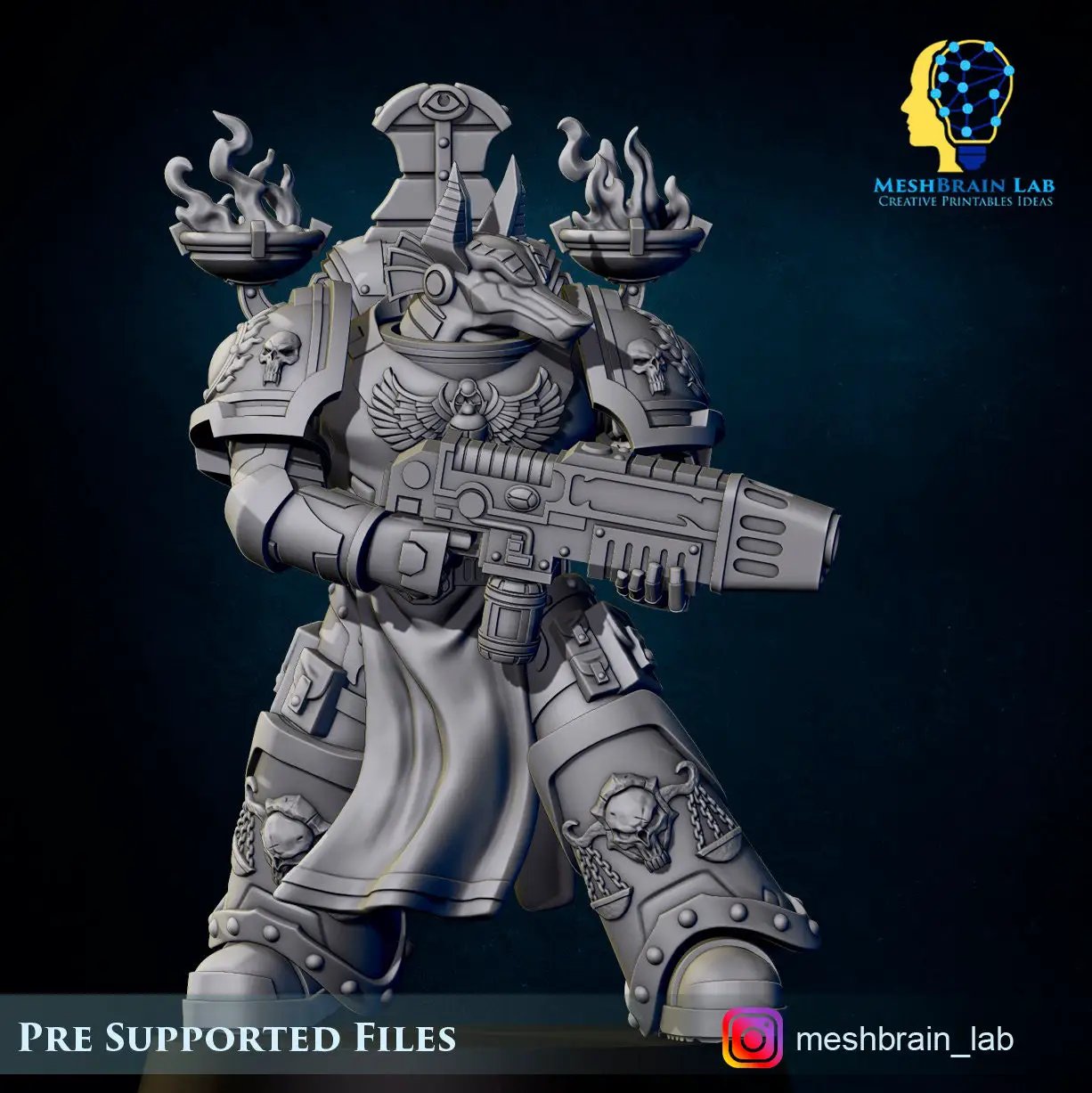 Three 3D printed Reapers of the Thousand Souls Squad miniatures by Last Hope Miniatures, detailed black and white figures.
