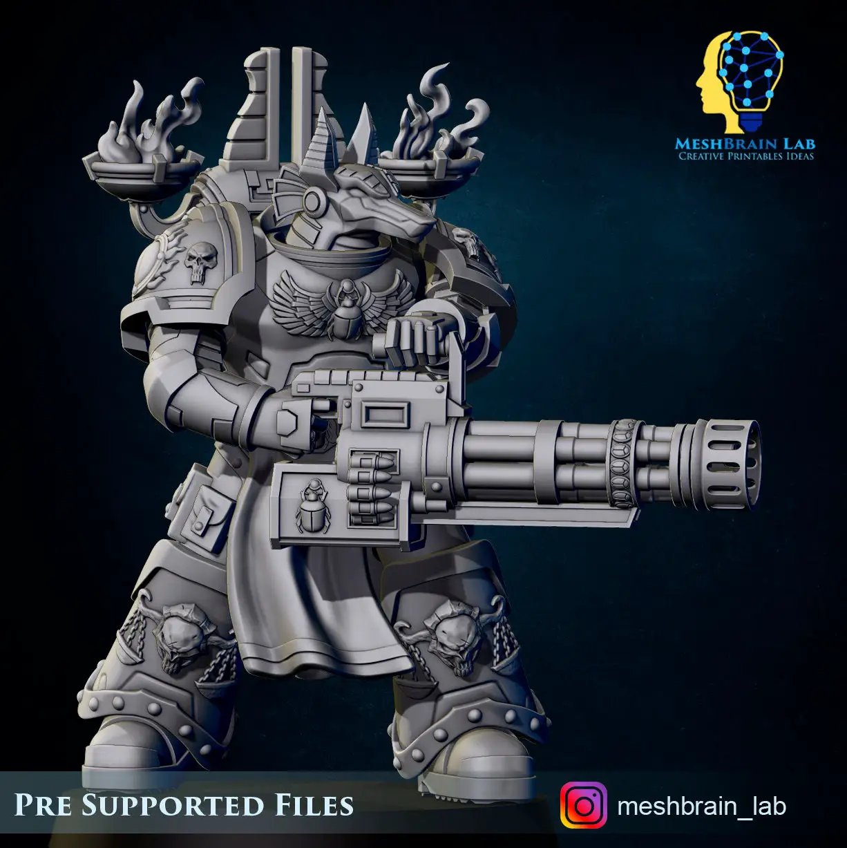 Three 3D printed Reapers of the Thousand Souls Squad miniatures by Last Hope Miniatures from Meshbrain Labs, shown in detail.
