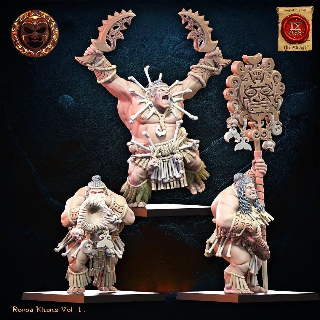 3D printed Roroa Khans Command Group miniature by Lost Kingdom Miniatures, featuring detailed fantasy warrior figures.