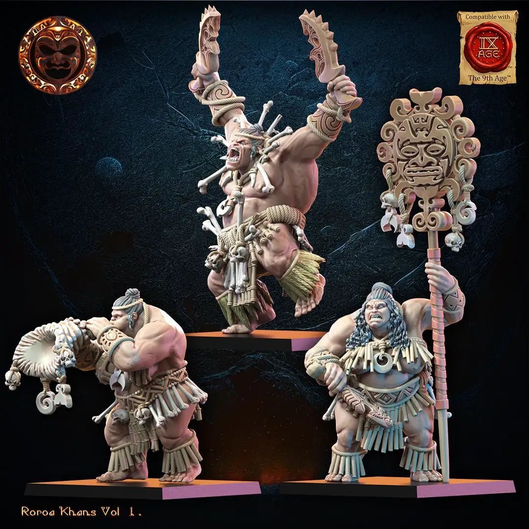 3D printed Roroa Khans Command Group by Lost Kingdom Miniatures, featuring detailed figures for tabletop gaming, by Last Hope Miniatures.