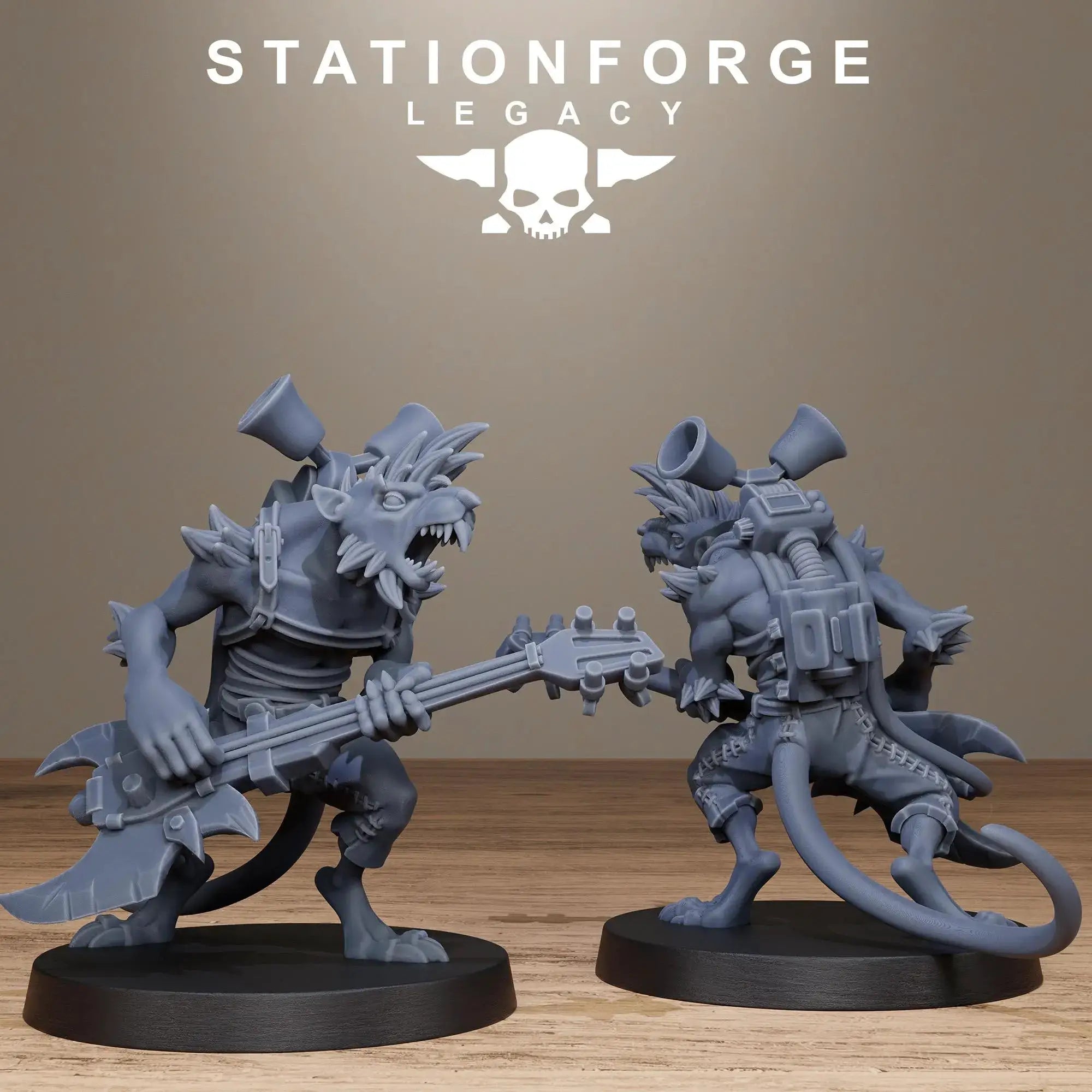 3D printed Rotfang Infantry miniature by Last Hope Miniatures for Stationforge Legacy, showing detailed alien soldier in armor and weaponry.
