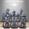 Set of ten 3D printed Royal Guard Patrol miniatures by Last Hope Miniatures, featuring detailed medieval guards in armor.