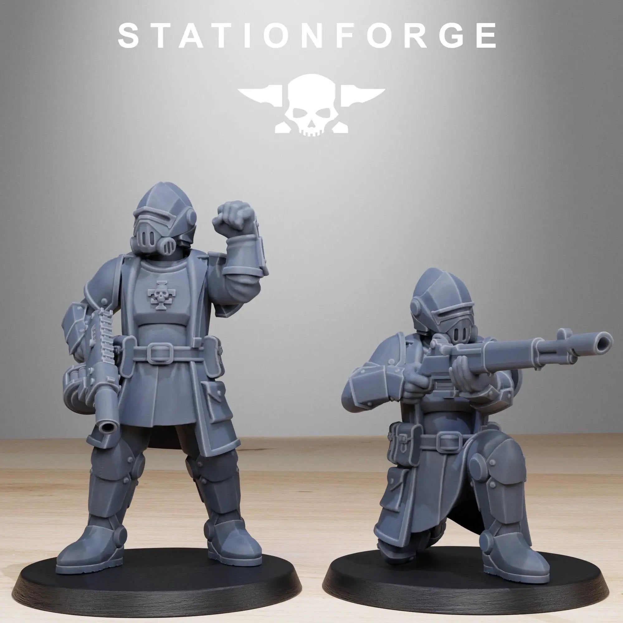 Set of 10 3D printed Royal Guard Patrol miniatures by Last Hope Miniatures for tabletop gaming, detailed armored figures.