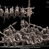 3D printed Savage Orc Boar Rider Regiment by Avatars of War, featuring detailed orc warriors riding boars in a fantasy miniature set