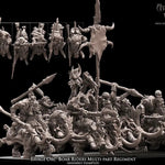 3D printed Savage Orc Boar Rider Regiment by Avatars of War, featuring detailed orc warriors riding boars in a fantasy miniature set
