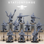 3D printed Scavenger Cultists miniatures by Last Hope Miniatures, featuring detailed figures with rugged post-apocalyptic armor.