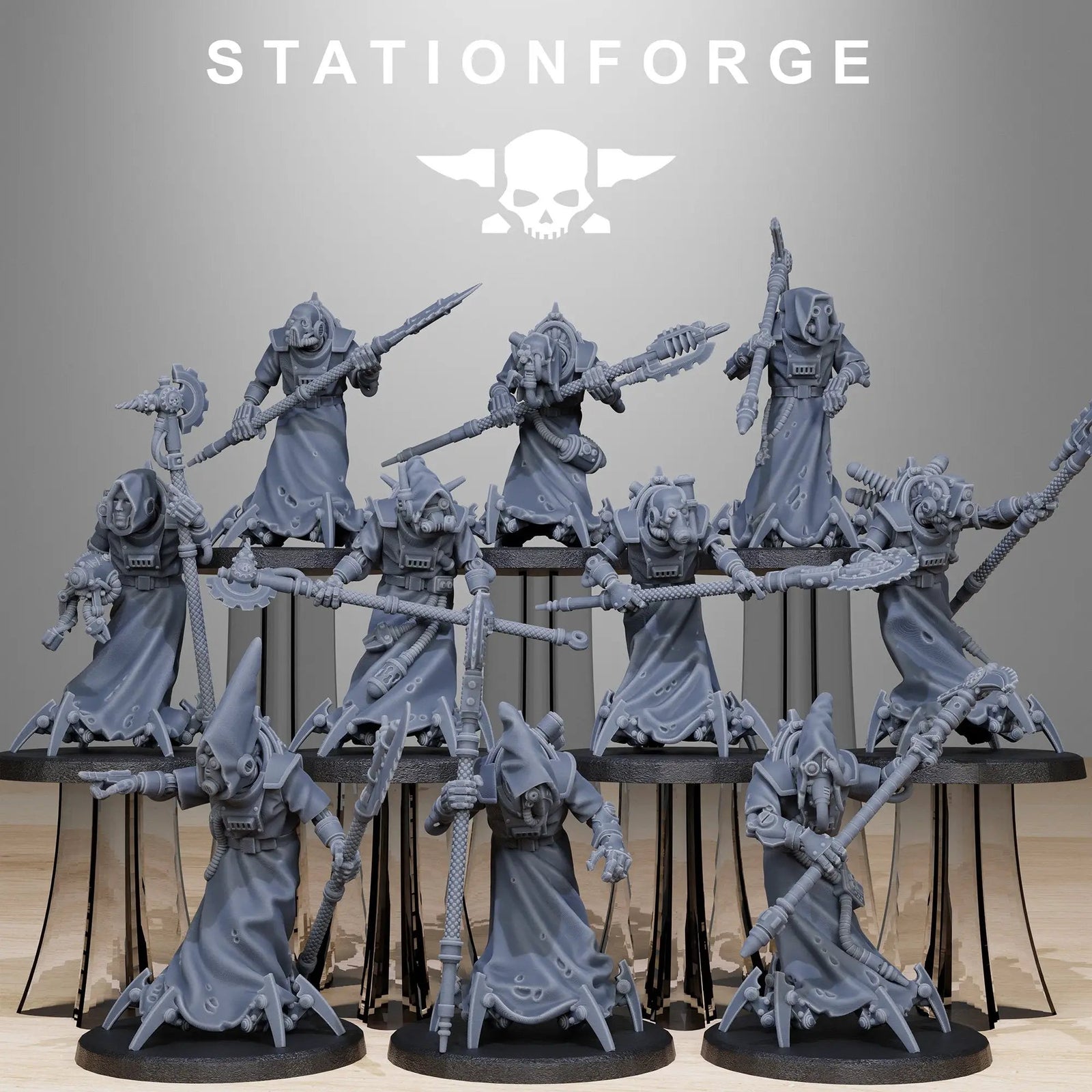 3D printed Scavenger Elders miniatures by StationForge Miniatures, detailed figures from Last Hope Miniatures collection.