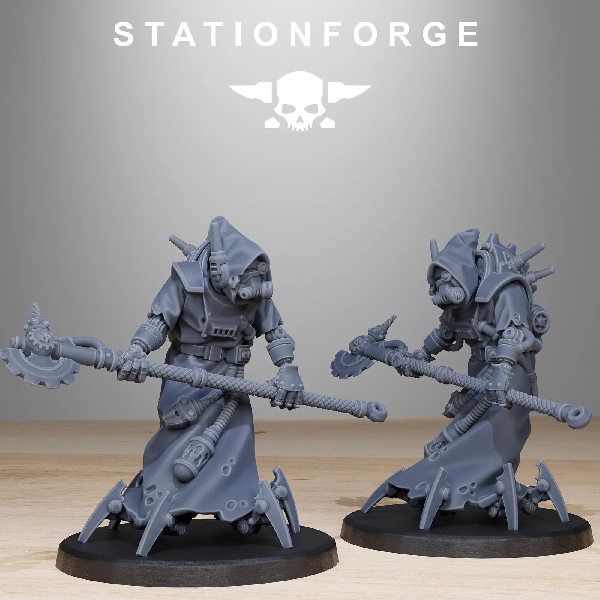3D printed Scavenger Elders miniature by Last Hope Miniatures for StationForge, showing detailed sculpt and textured surface.