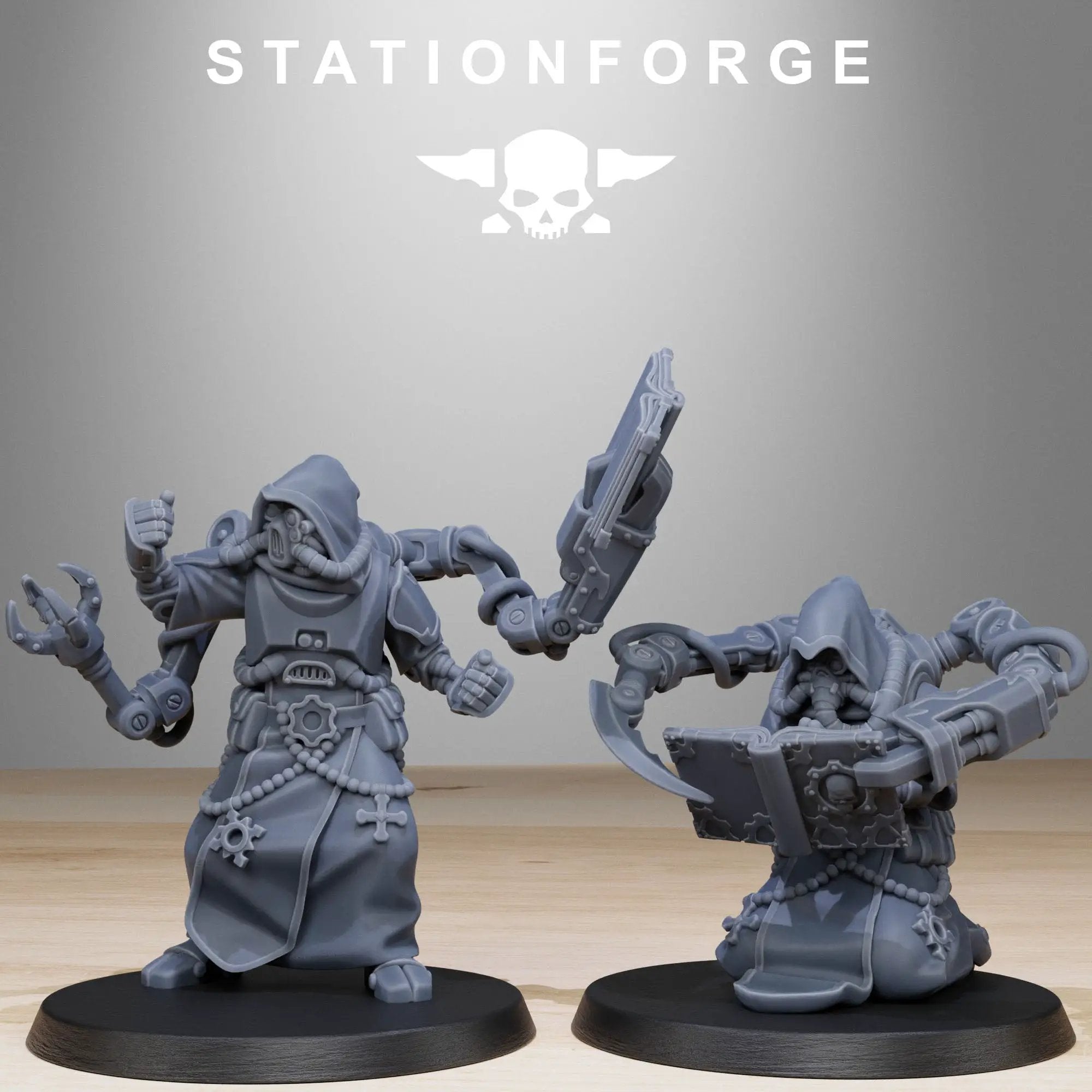 3D printed Scavenger Monks miniature by StationForge Miniatures for Last Hope Miniatures, featuring detailed sculpting and intricate design.