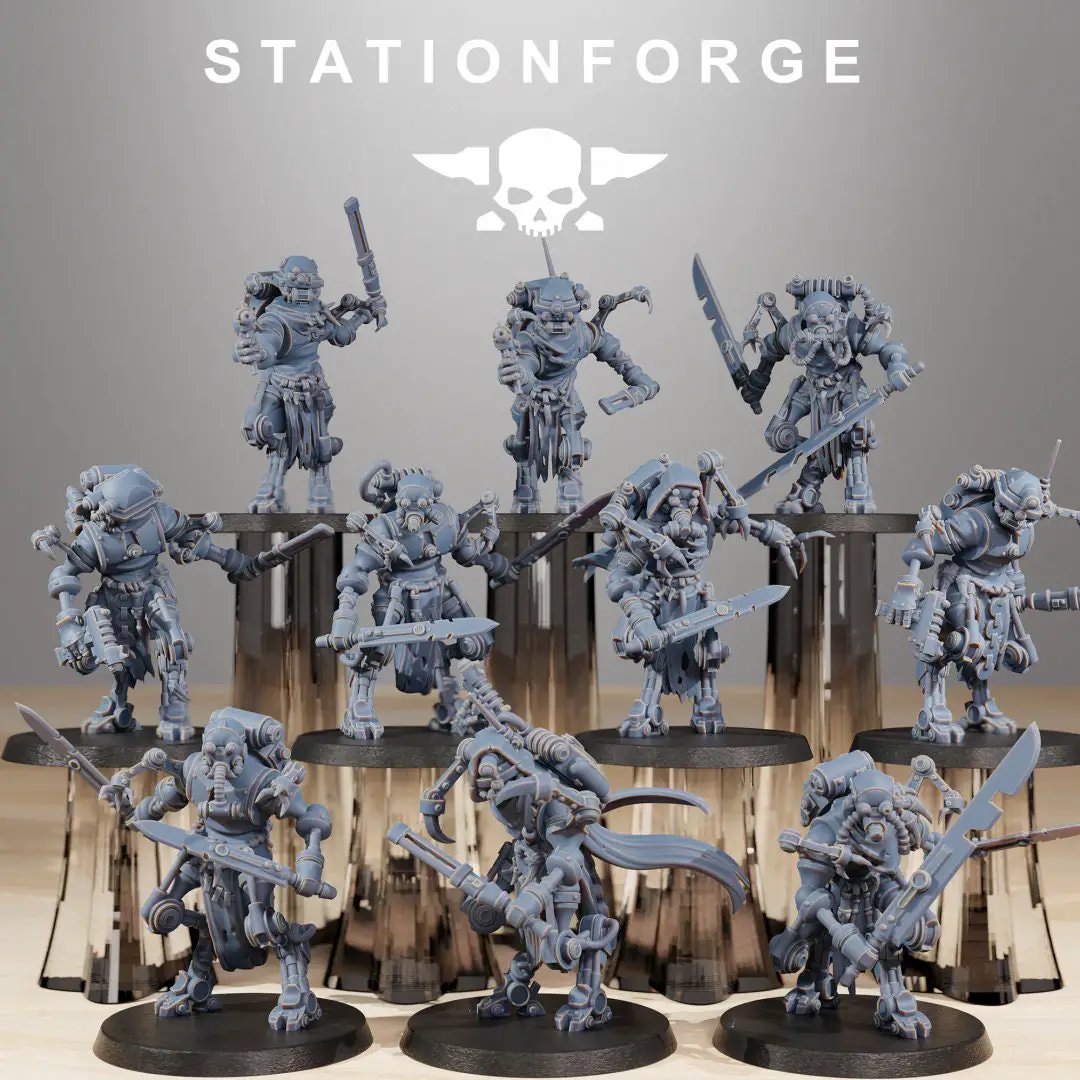 Ten 3D printed Scavenger Runners miniatures by Last Hope Miniatures, detailed figures from StationForge Miniatures.