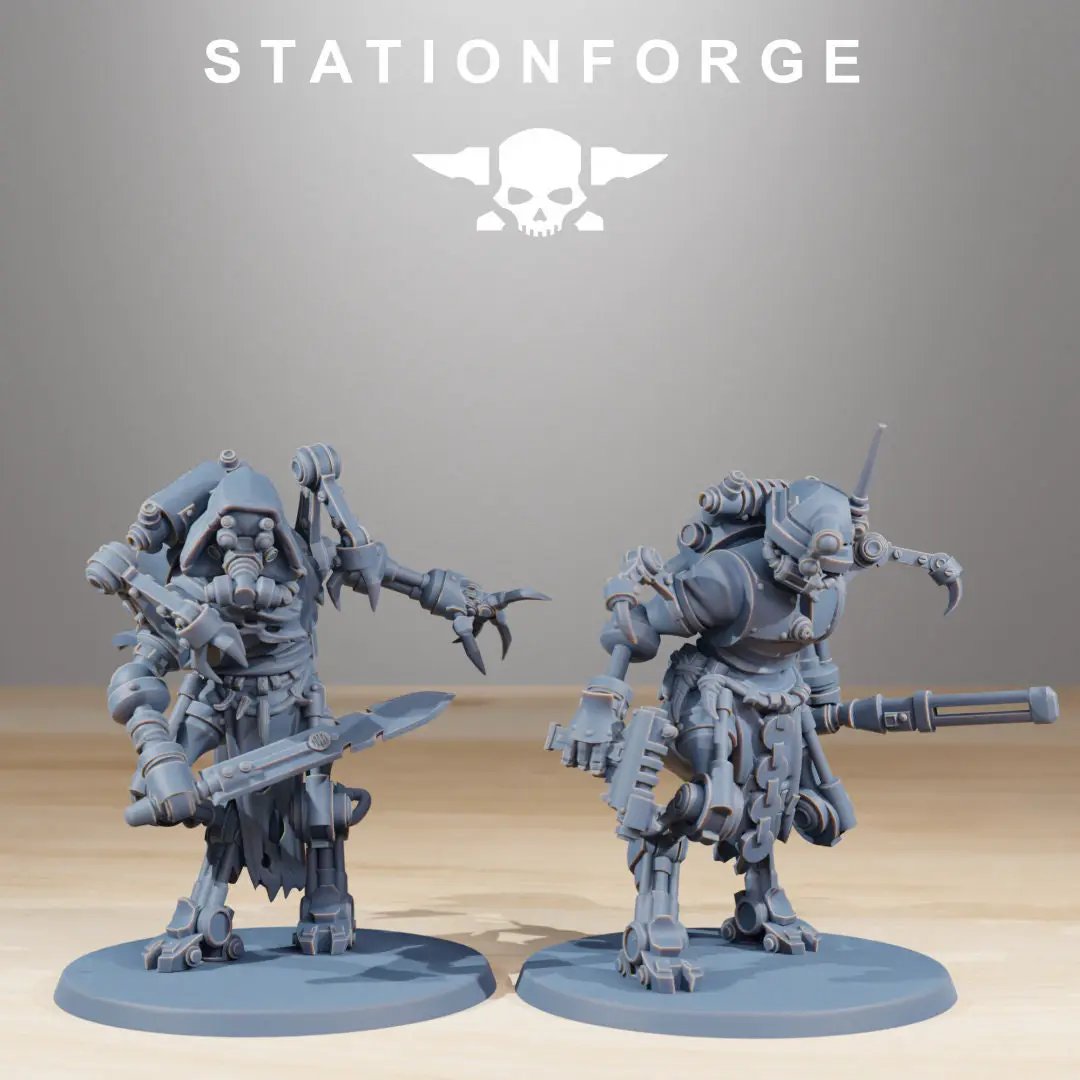 Set of 10 3D printed scavenger runners miniatures by Last Hope Miniatures, detailed sci-fi character figures for tabletop gaming.