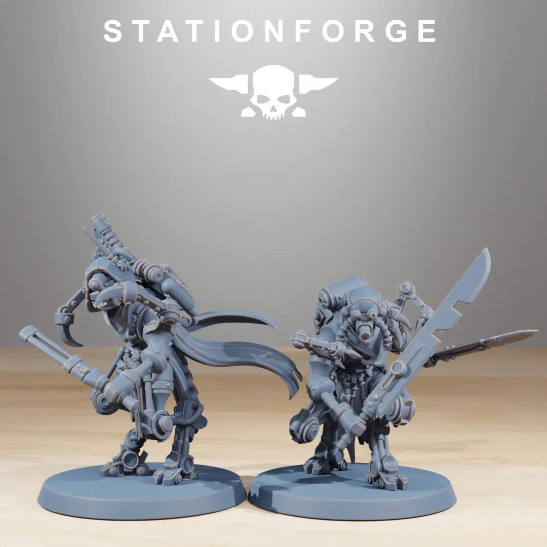 Set of 10 3D printed Scavenger Runners miniatures by Last Hope Miniatures for StationForge, showing detailed sci-fi characters.