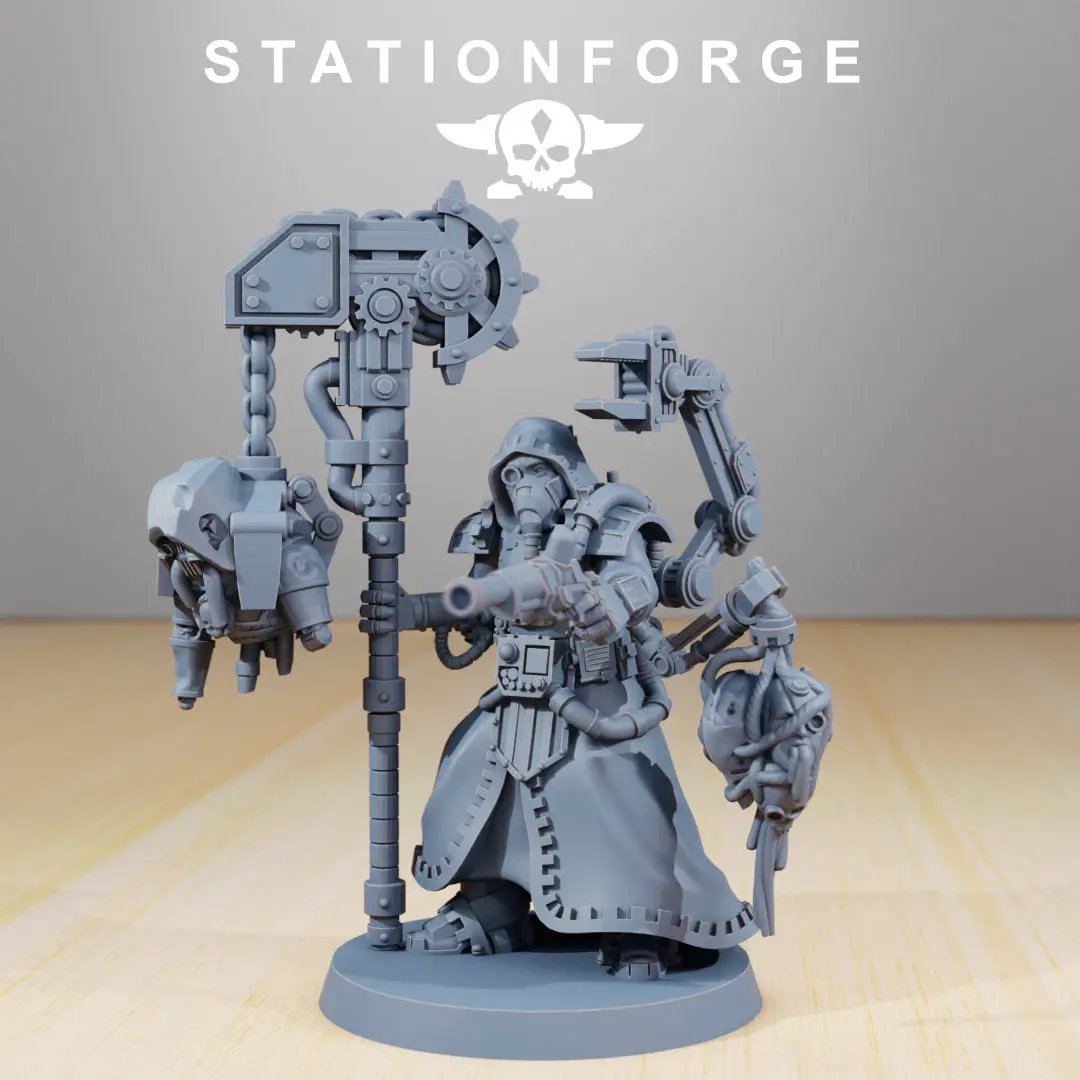 3D printed Scavenger Scrapper miniature by Last Hope Miniatures for StationForge, featuring detailed industrial robot design.