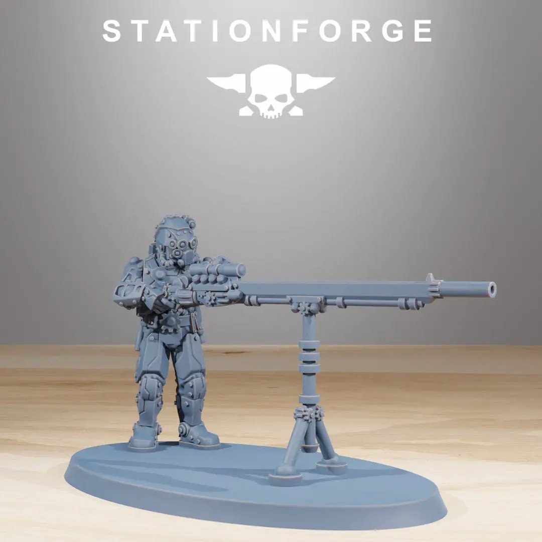 10 3D printed Scavenger Security Patrol figures by Last Hope Miniatures for StationForge Miniatures, detailed miniature models.