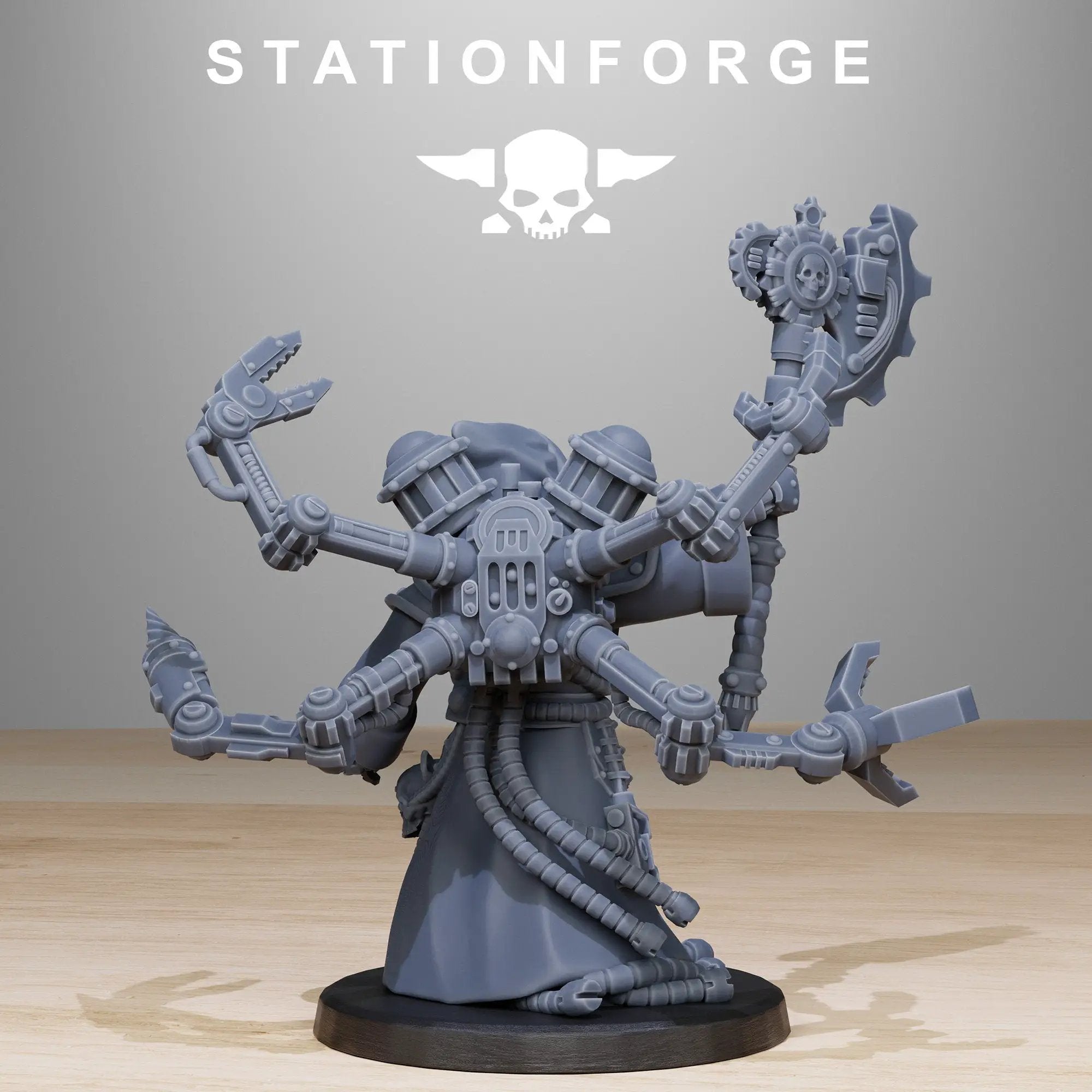 3D printed Scavenger SynthPriest miniature by Last Hope Miniatures, detailed sci-fi figure with intricate armor and futuristic design.
