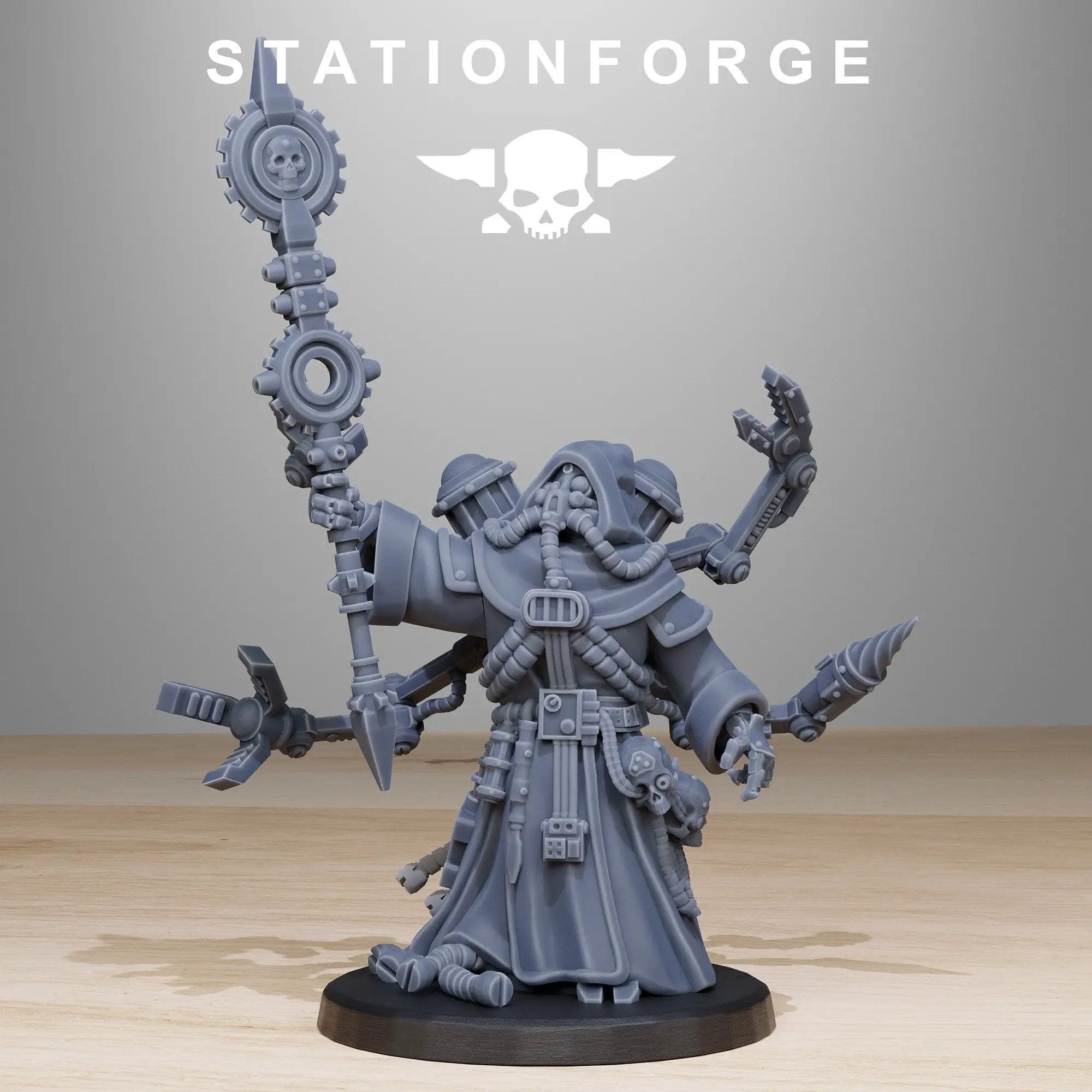 3D printed Scavenger SynthPriest miniature by Last Hope Miniatures, detailed sci-fi character with intricate design elements.