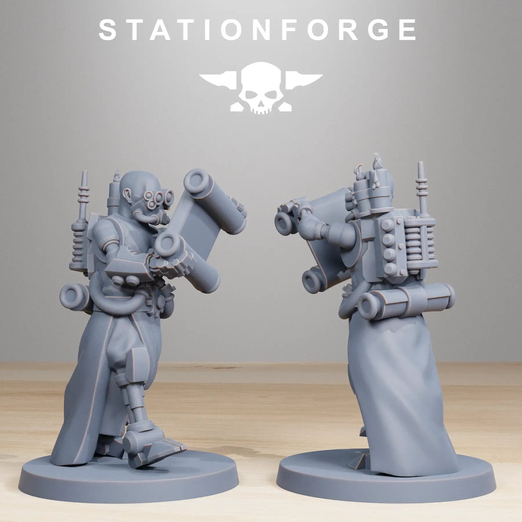 3D printed Scavenger Vicars miniature by Last Hope Miniatures, featuring detailed fantasy character with rugged armor and accessories.