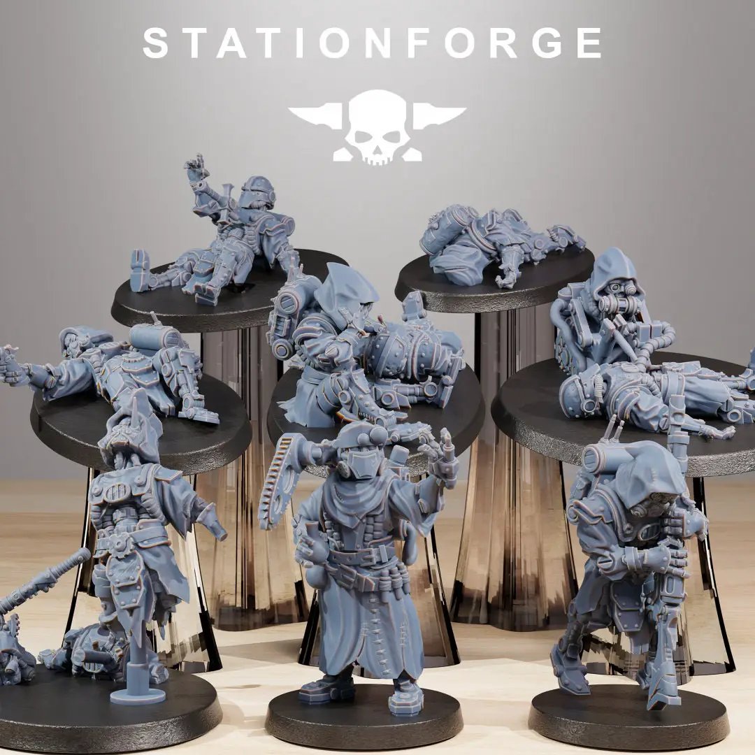 3D printed Wounded Scavenger figure by StationForge Miniatures, part of Last Hope Miniatures' Wounded x8 set, detailed and realistic.