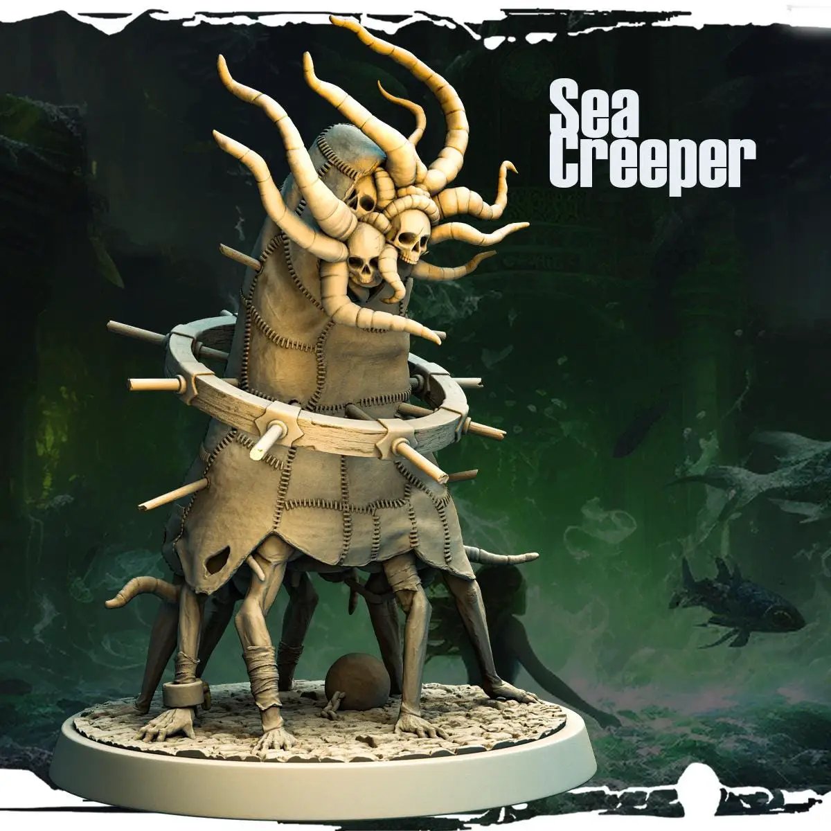 3D printed Sea Creeper miniature by Last Hope Miniatures, featuring detailed aquatic creature design from Monolith Arts.