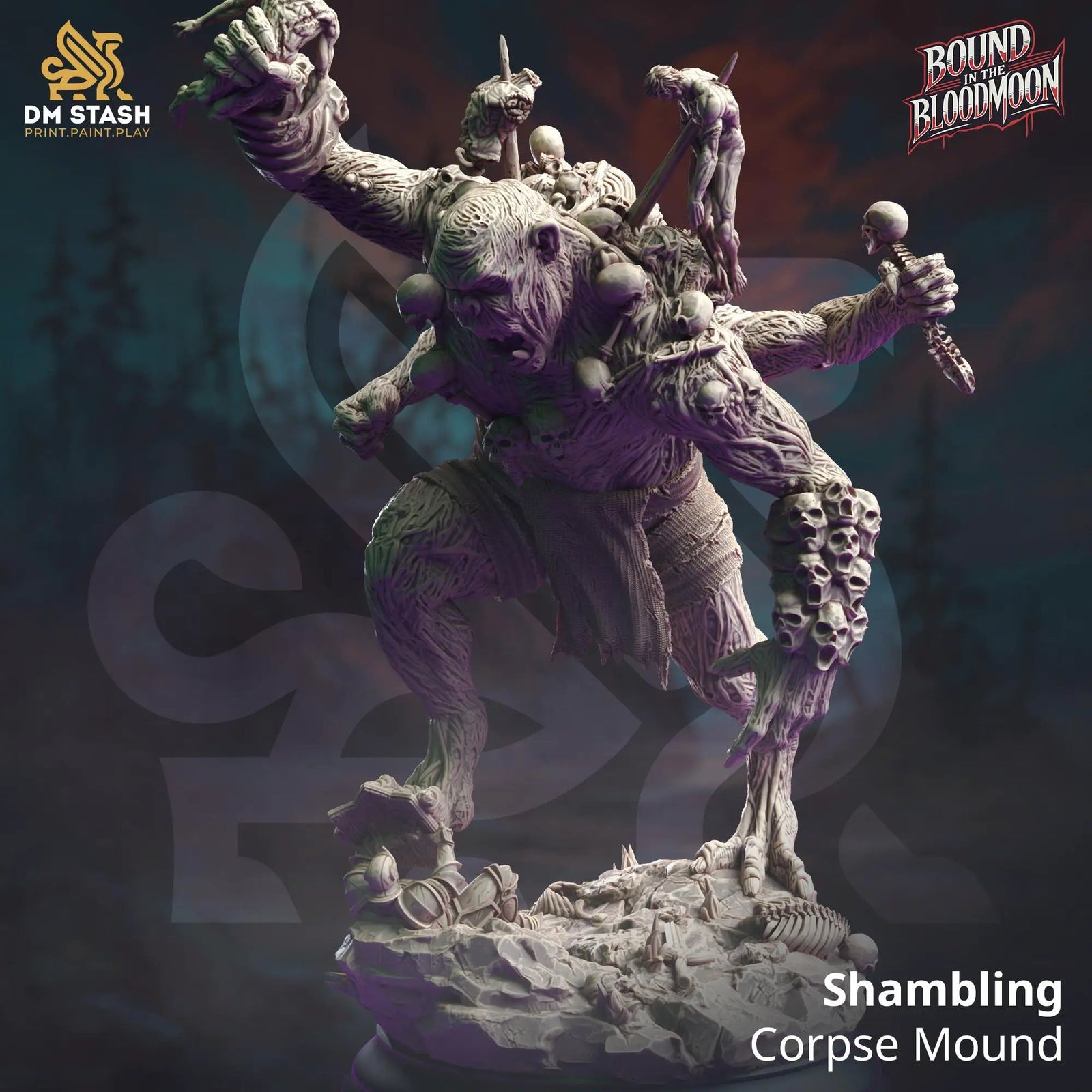 3D printed Shambling Corpse Mound miniature by Last Hope Miniatures for tabletop gaming, detailed undead creature with decayed flesh.