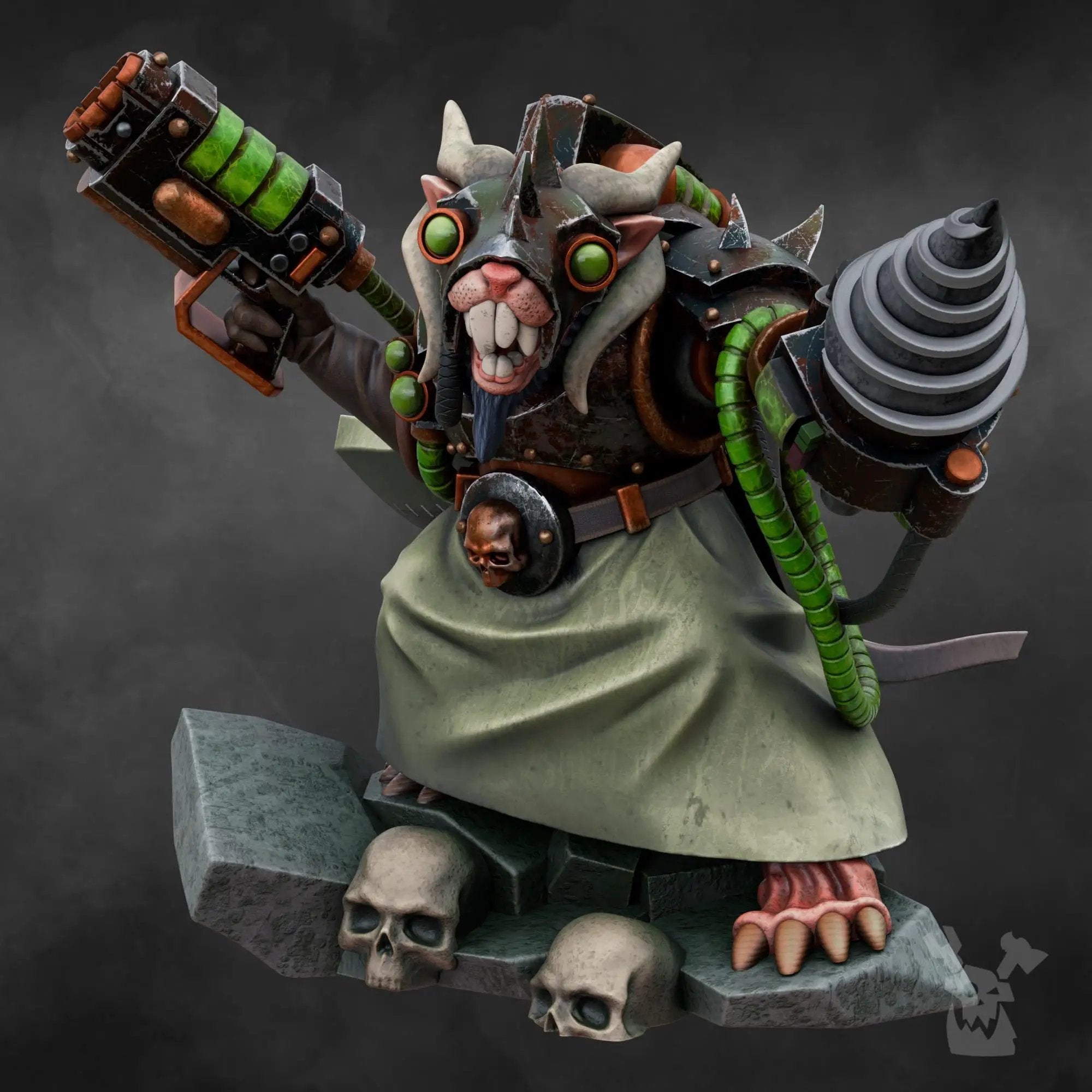 3D printed Mine Rats Shift Supervisor miniature by Last Hope Miniatures for DakkaDakka Miniatures, featuring detailed rat figures in work attire.
