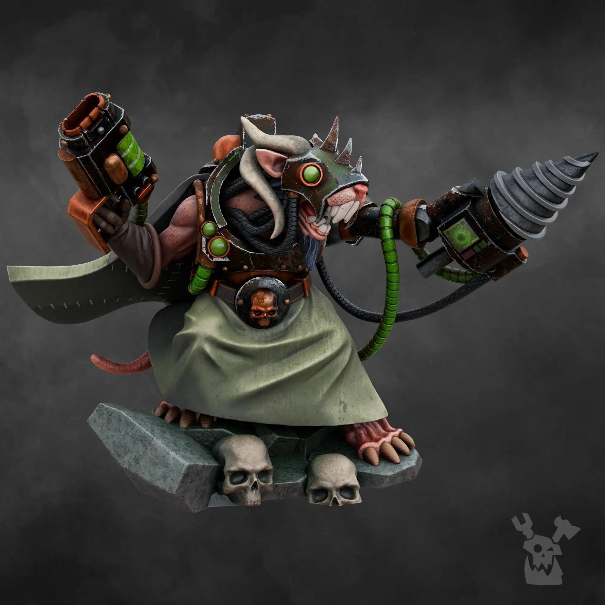 3D printed Shift Supervisor miniature of mine rats by Last Hope Miniatures, detailed small figurine for tabletop gaming.