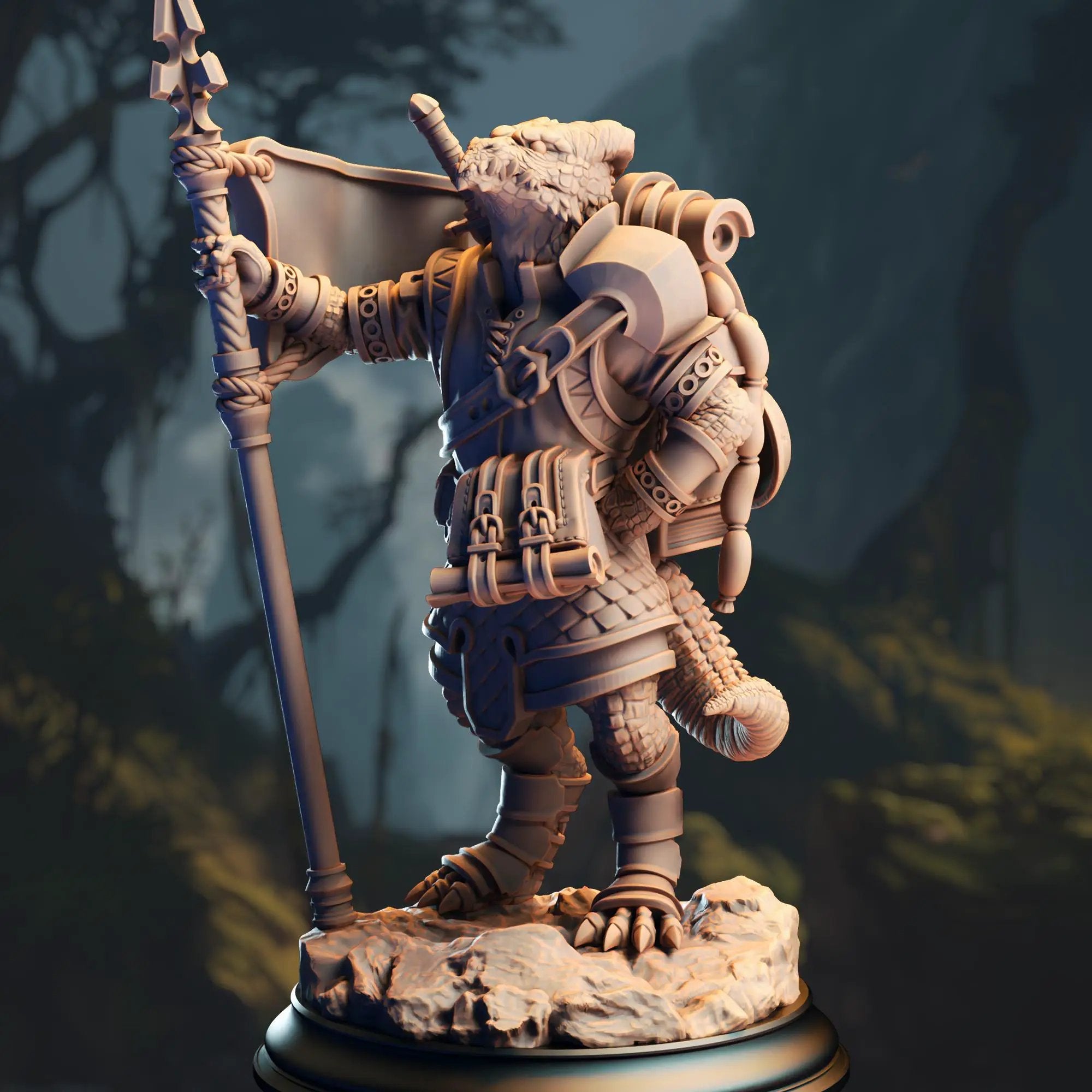 3D printed silver kobold squire miniature from Last Hope Miniatures DM Stash, detailed fantasy figure on a stand.